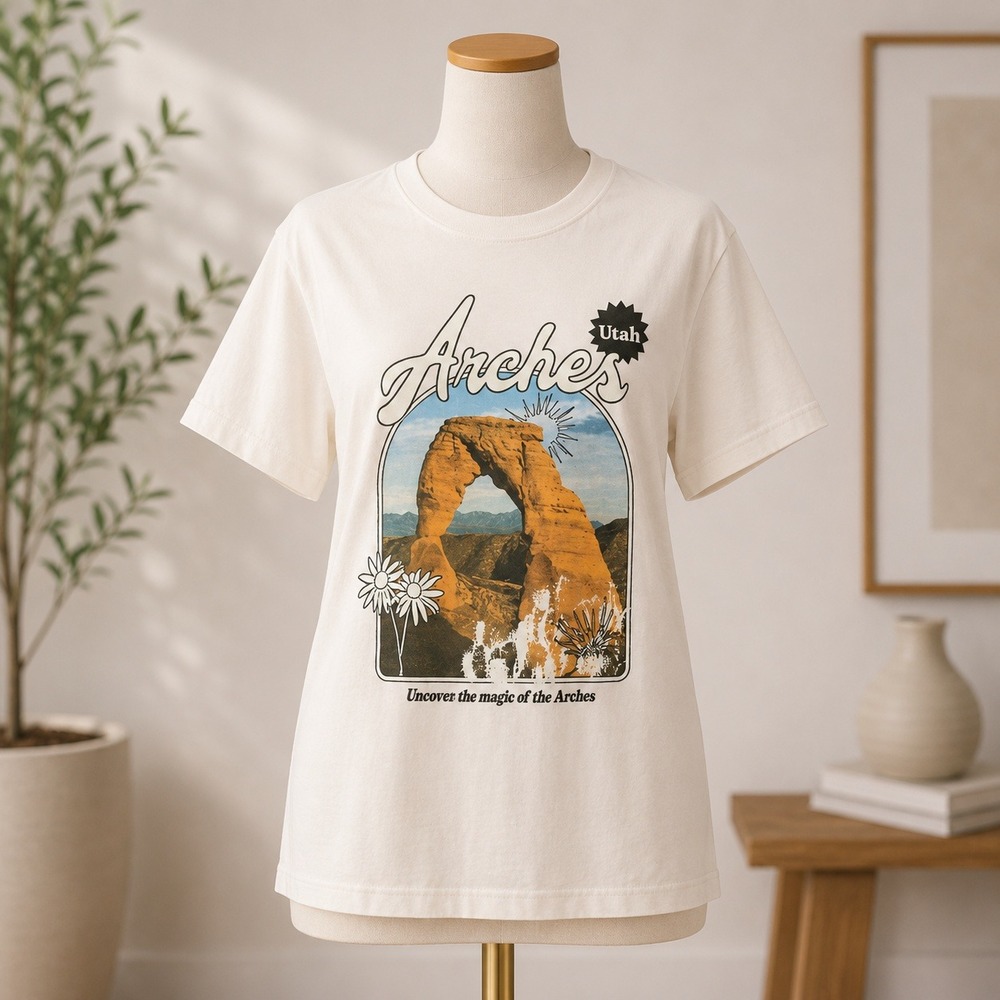 NWT Kid Dangerous Arches National Park T-Shirt Mens‎ Large Natural Graphic Tee